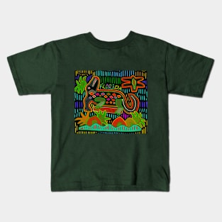 Florida Hurricane Alligator - Green Orange Blue yellow Kids T-Shirt